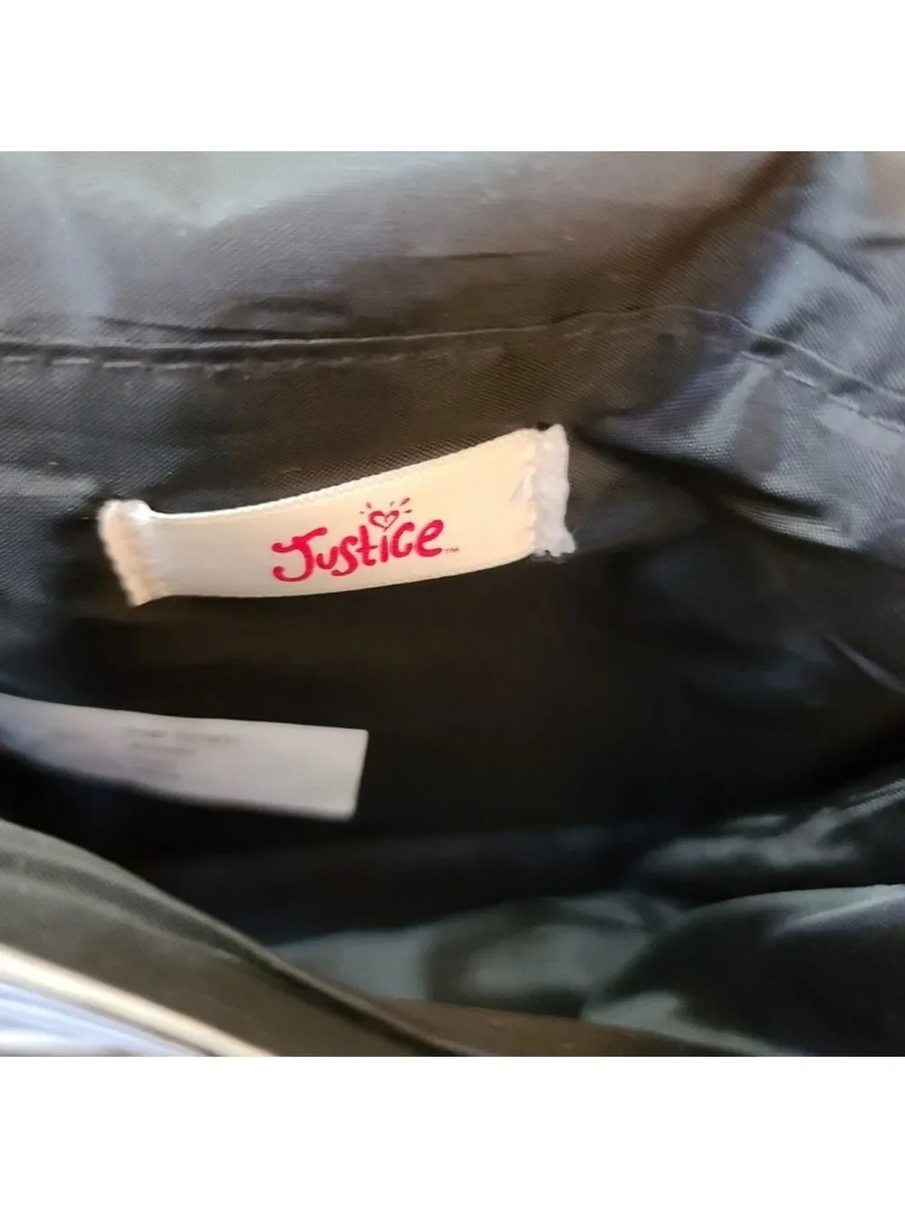 Justice Black White Monogram Purse Stripes M